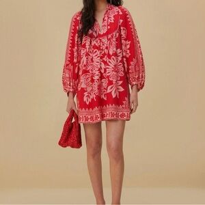 Farm Floral Flora Red Tapestry Dress